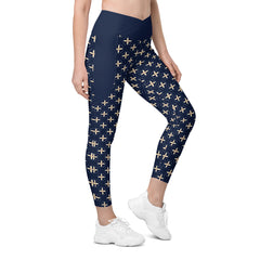 Lustrous Labyrinth Crossover Leggings with Pockets