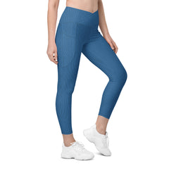 Pocketed Denim Illusion Crossover Leggings