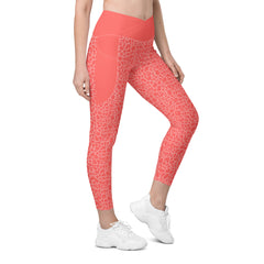 Flamingo Float Crossover Leggings with Pockets