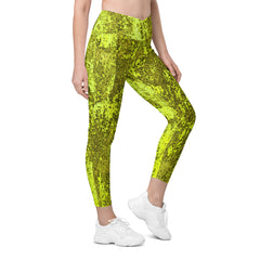 Stone Mosaic Crossover Leggings with Pockets