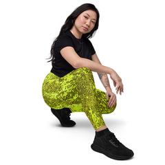 Stone Mosaic Crossover Leggings with Pockets