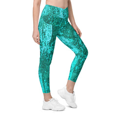 Rustic Floral Crossover Leggings with Pockets