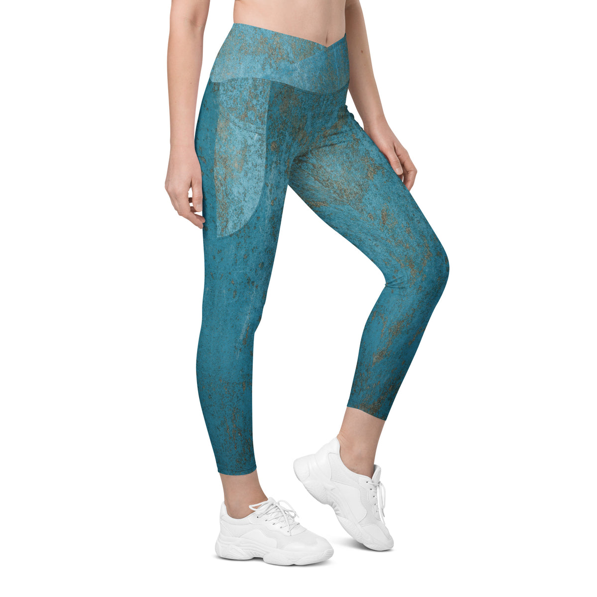 Parchment Paper Crossover Leggings with Pockets