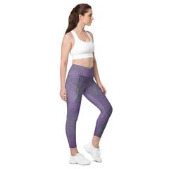 Knit Pattern Crossover Leggings with Pockets