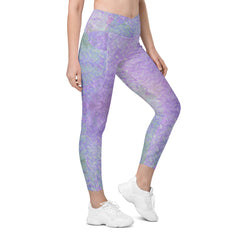 Satin Sprint Texture Crossover Leggings with Pockets