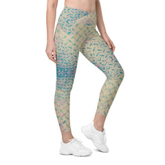 Chenille Circuit Texture Crossover Leggings with Pockets