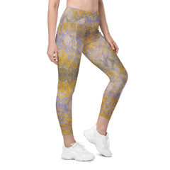 Jacquard Jet Texture Crossover Leggings with Pockets