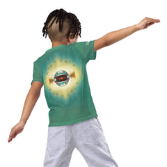 Back view of the CB3-114 kids crew neck t-shirt in green.