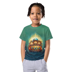 CB3-114 kids crew neck t-shirt in vibrant blue, front view.