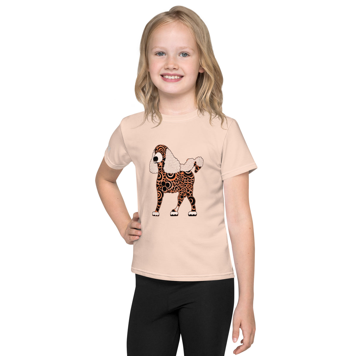 Whimsical Poodle Wonders Kids Crew Neck T-Shirt