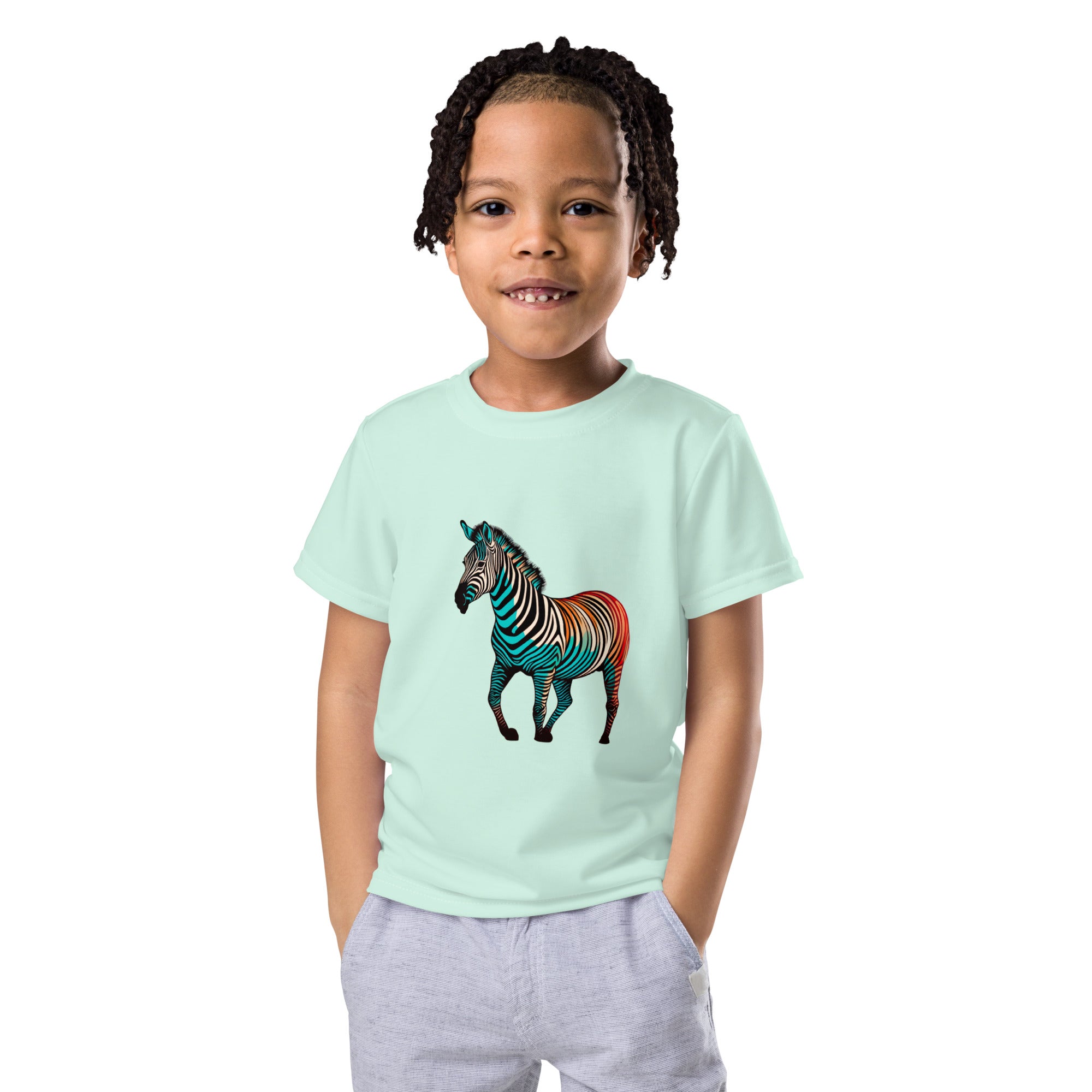 Zebra’s Zigzagging Zest Kids Crew Neck T-Shirt