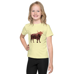 Bull’s Blossoming Backdrop Kids Crew Neck T-Shirt