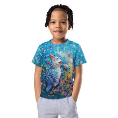 Unique paper cut design on kids' crew neck t-shirt