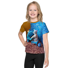 Kids wearing Paper Art Joy graphic t-shirt in vibrant colors.