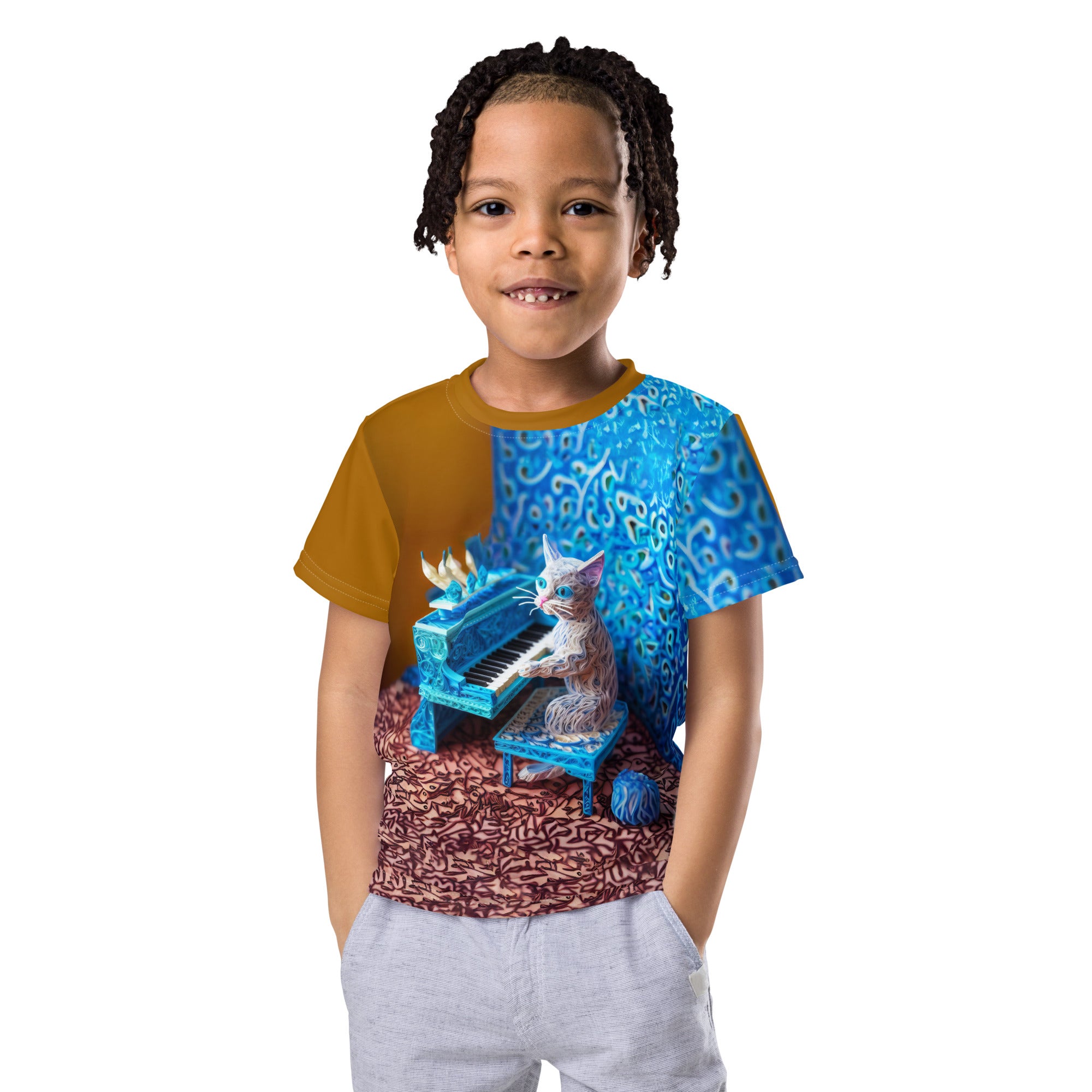 Front view of Paper Art Joy Kids T-Shirt on white background.