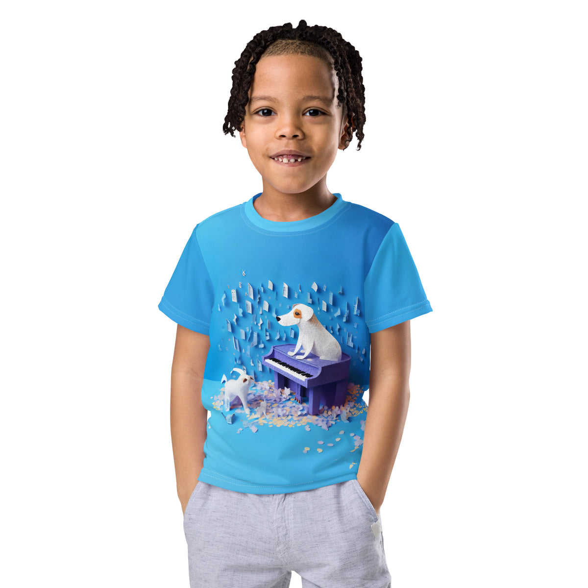 Kids wearing Creative Cutout Crew Neck T-Shirt