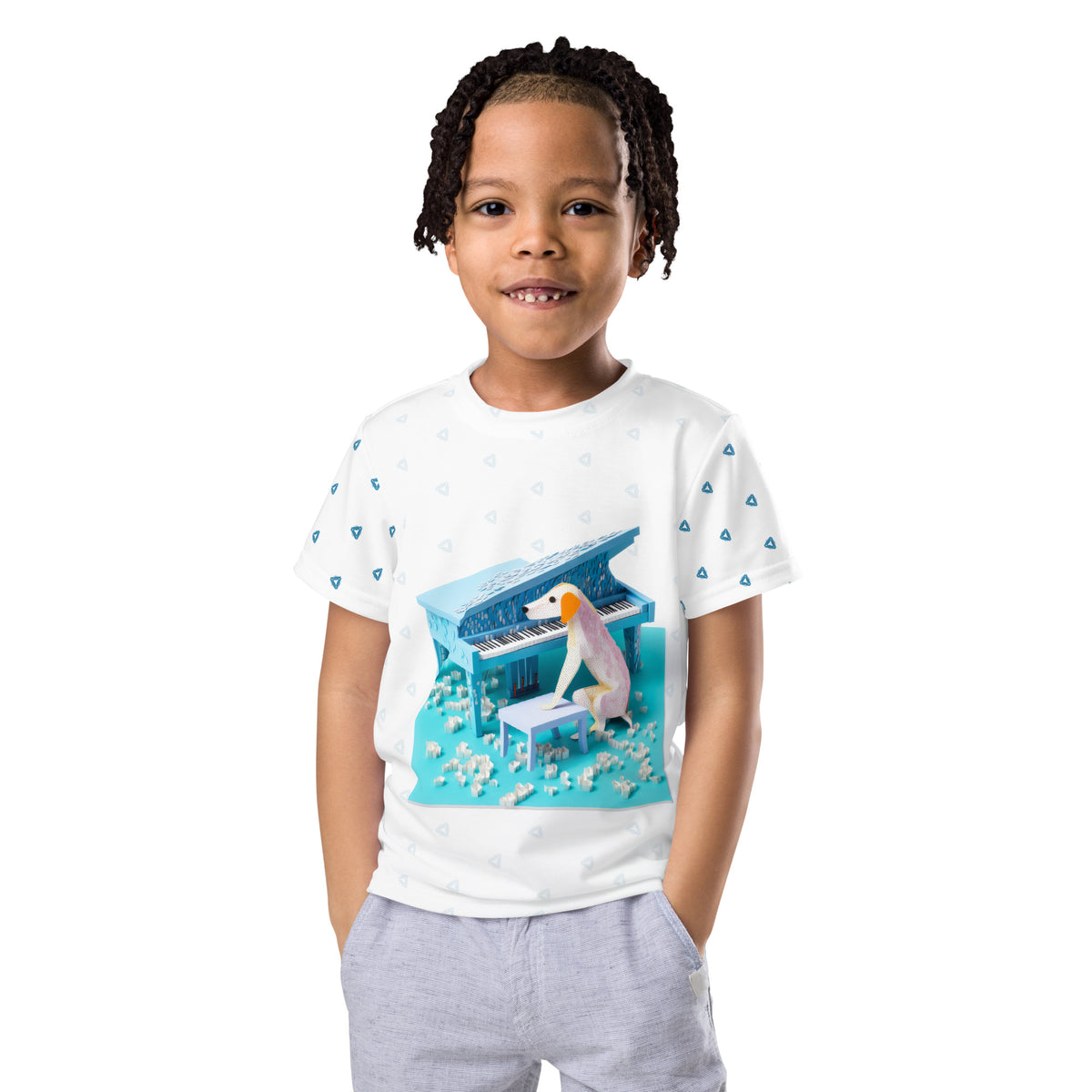 Kirigami Joy Kids T-shirt with colorful design.