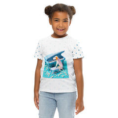 Bright and artistic kids T-shirt with kirigami design.