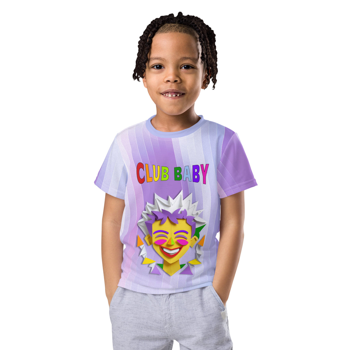 Child wearing rainbow unicorn print T-shirt


