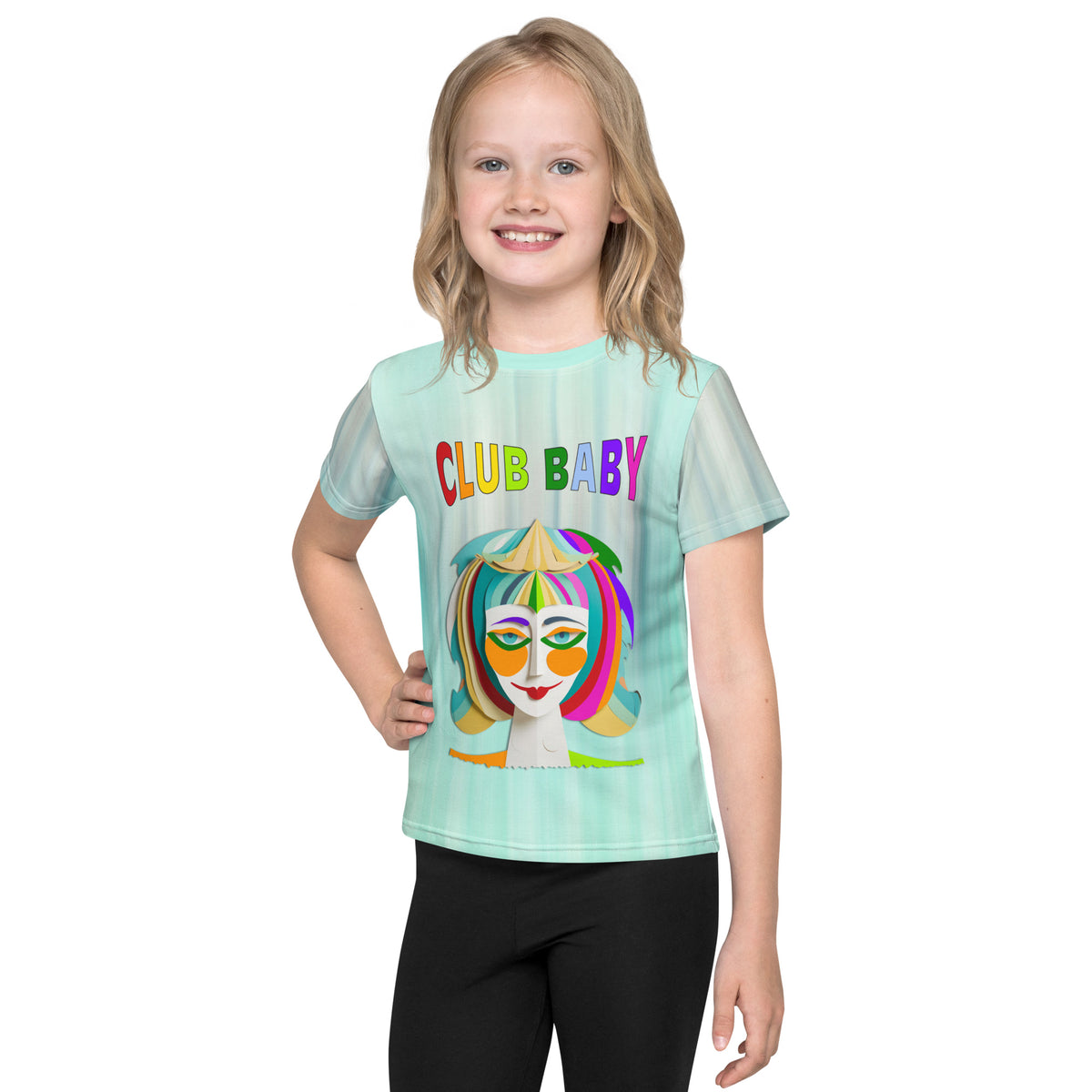 Child wearing Knight’s Quest Kids Crew Neck T-Shirt with cartoon knights design
