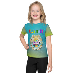 Child wearing Magical Creatures printed crew neck t-shirt.
