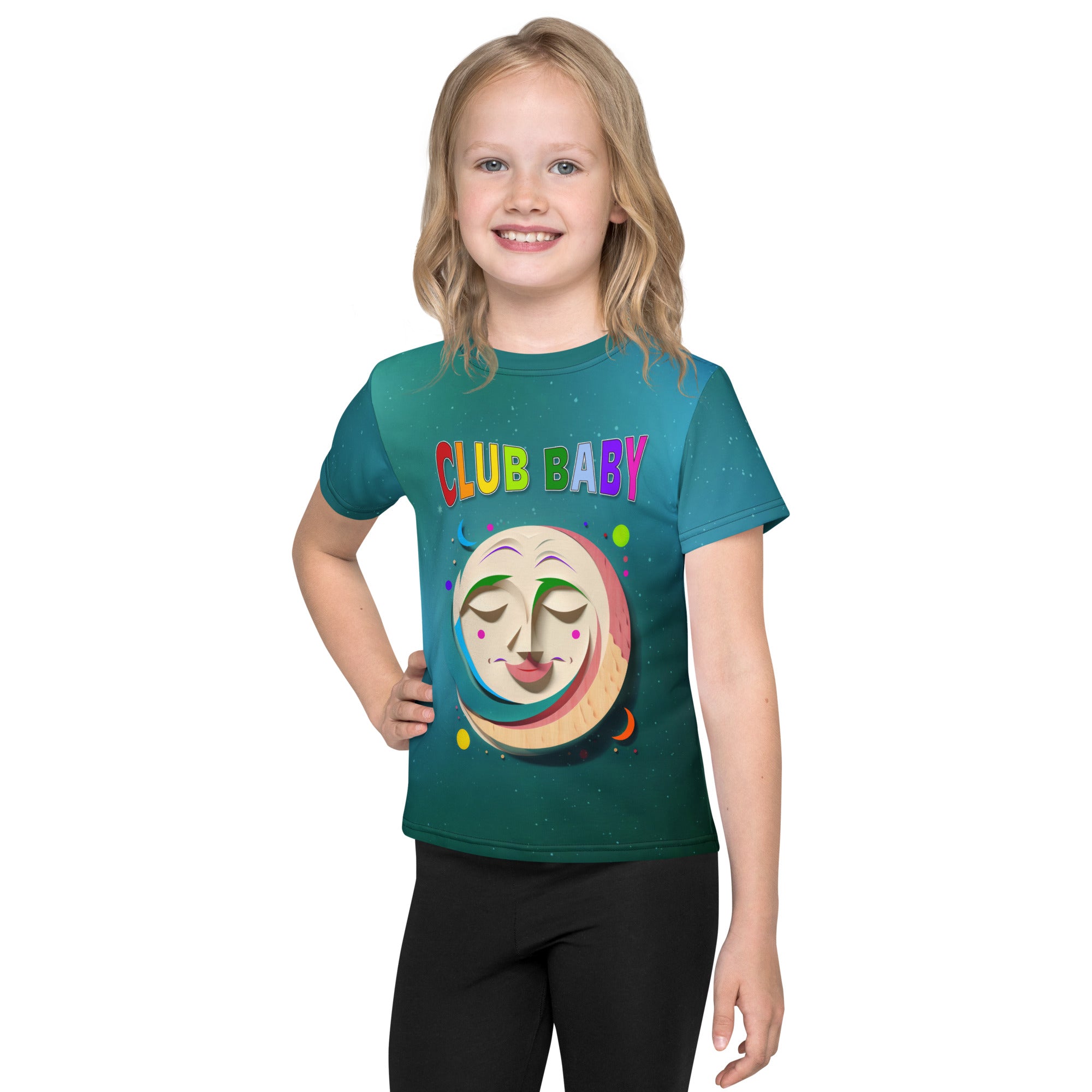 Child wearing Royal Kingdom crew neck t-shirt in vibrant colors
