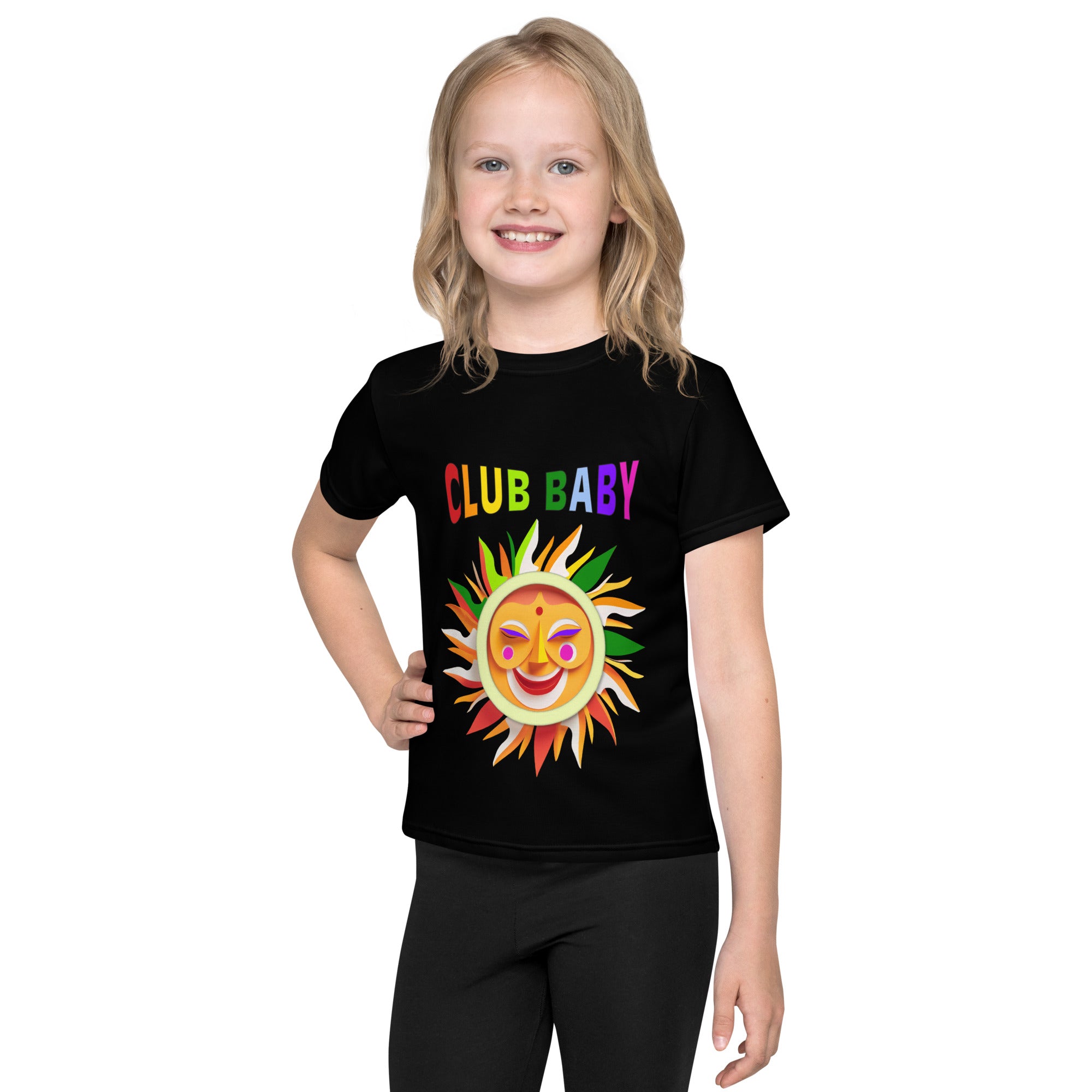 Child wearing Fairy Garden printed crew neck t-shirt