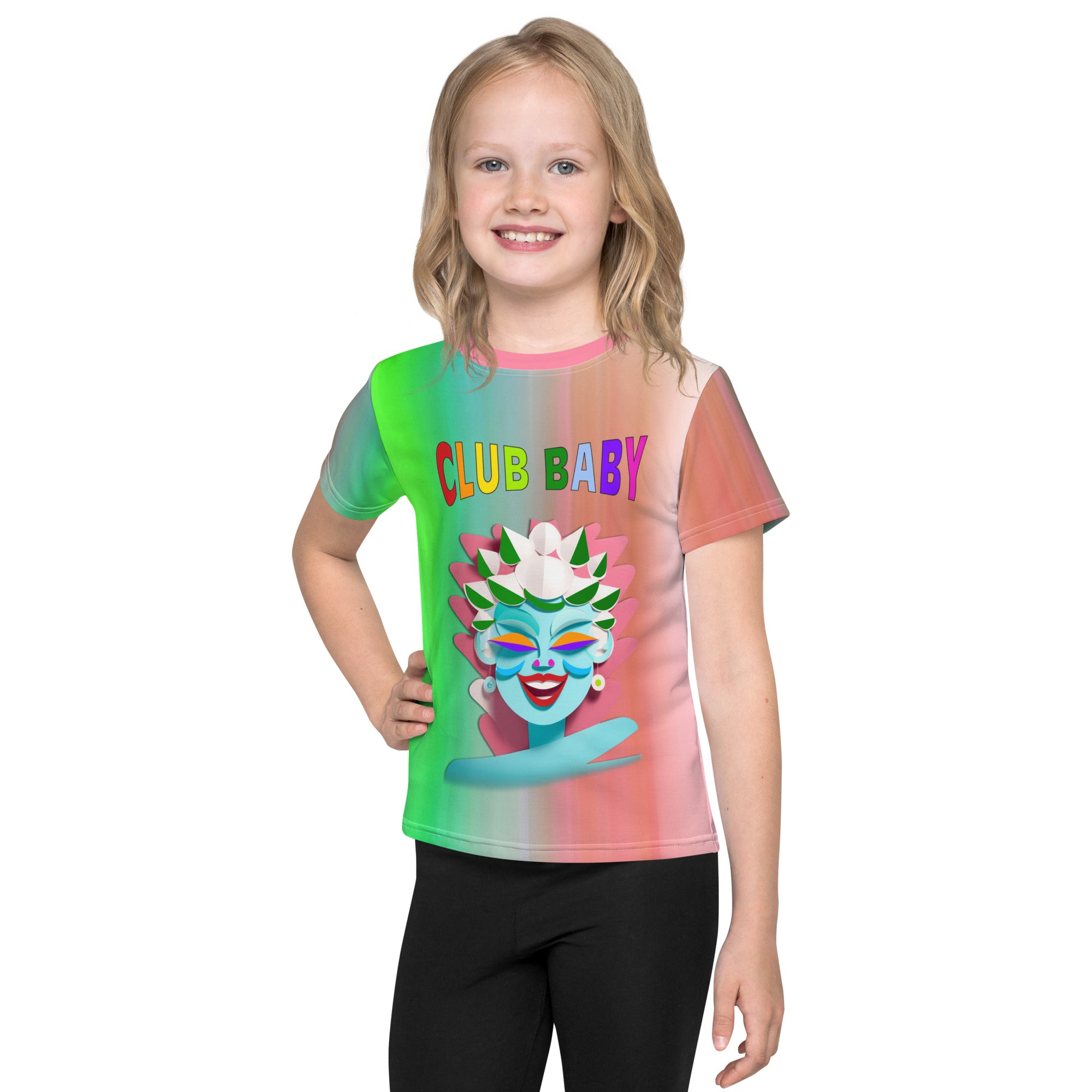 Child wearing Dreamland Castle crew neck t-shirt with cartoon castle design
