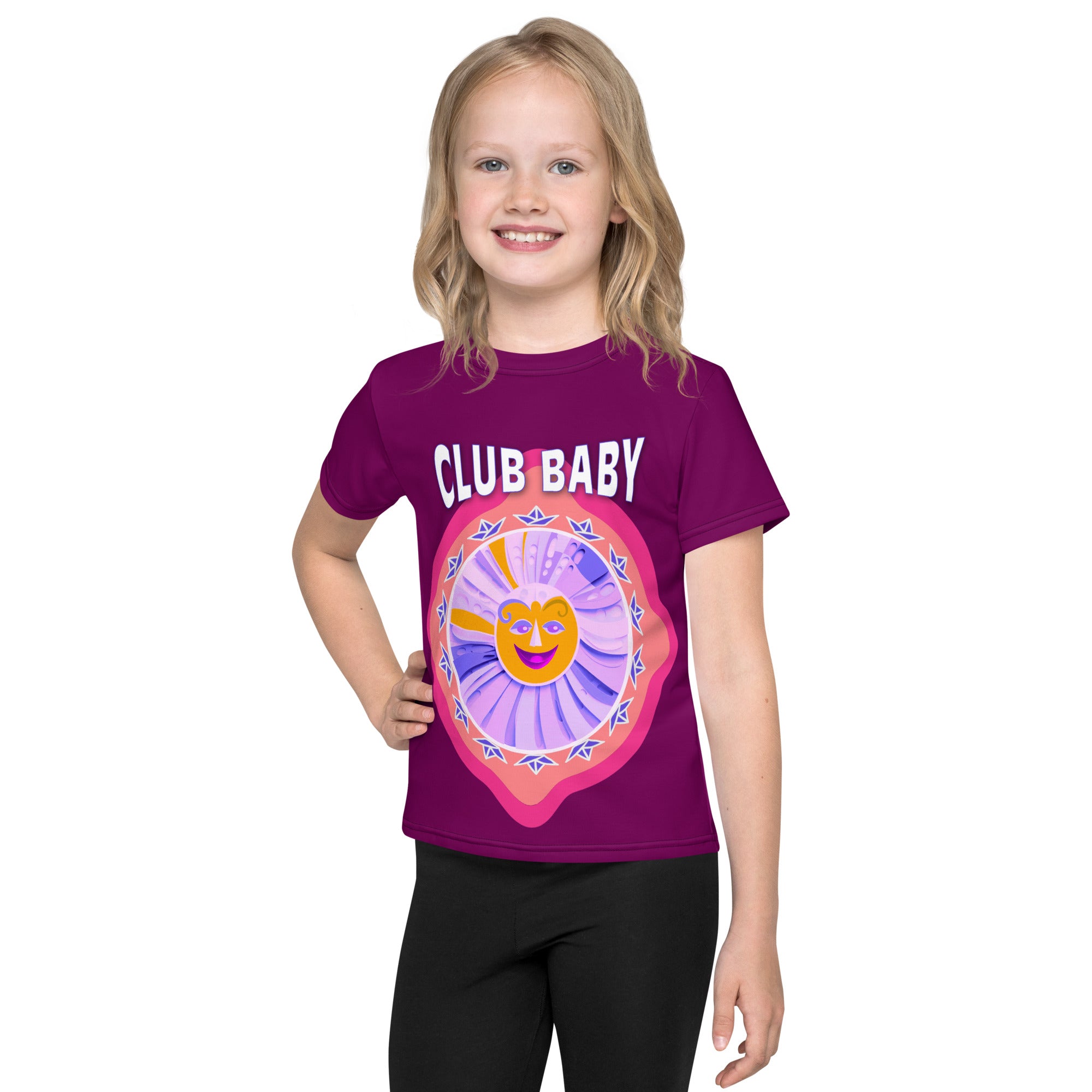 Kid smiling in Fairy Dust Adventure crew neck shirt





