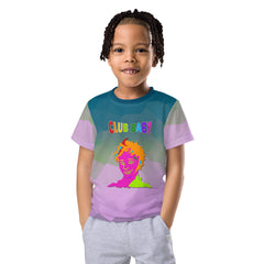 Child wearing Moonlit Fairy Tale Kids Crew Neck T-Shirt in magical setting.
