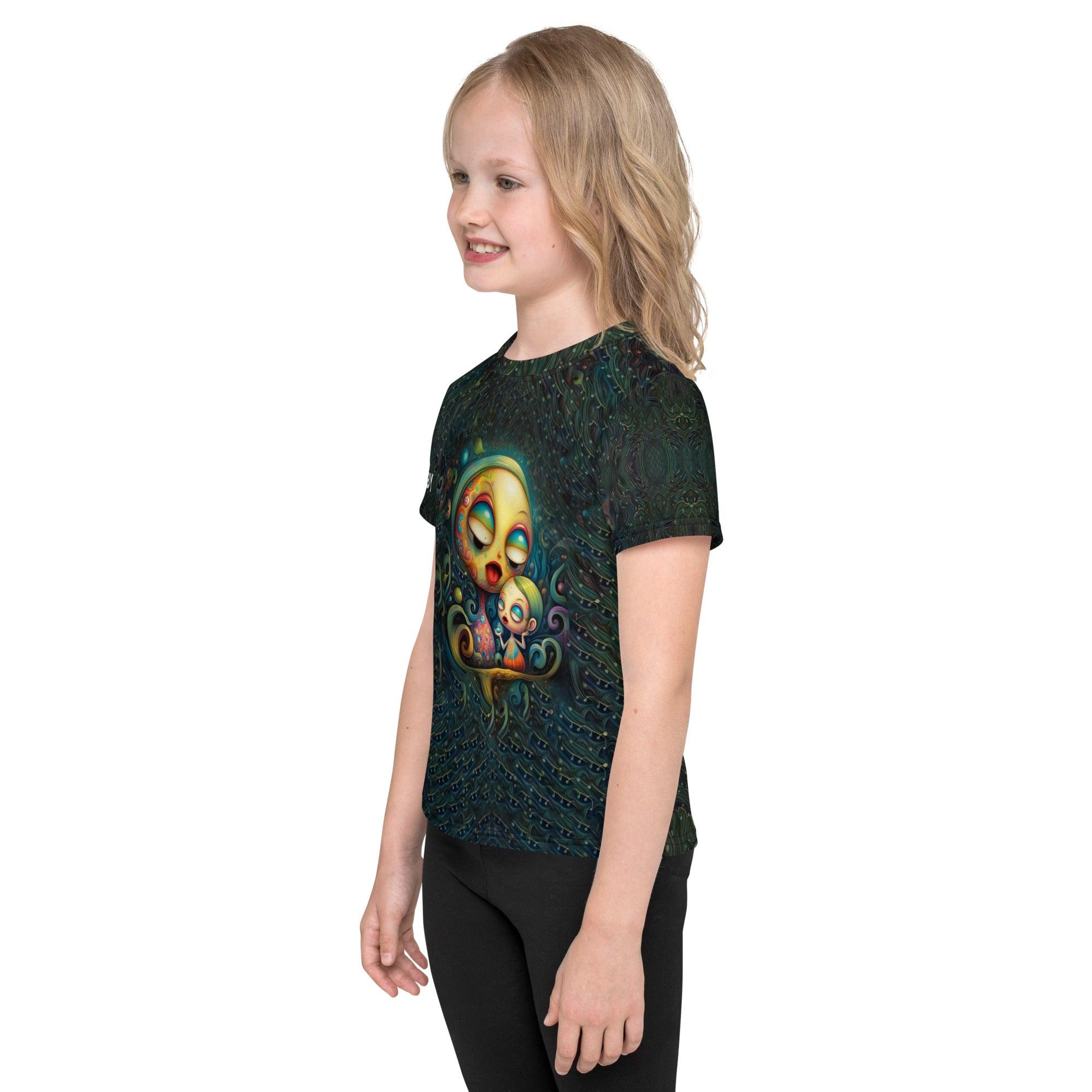 Fashionable child posing in a CB3-76 kids crew neck t-shirt, style and comfort combined.