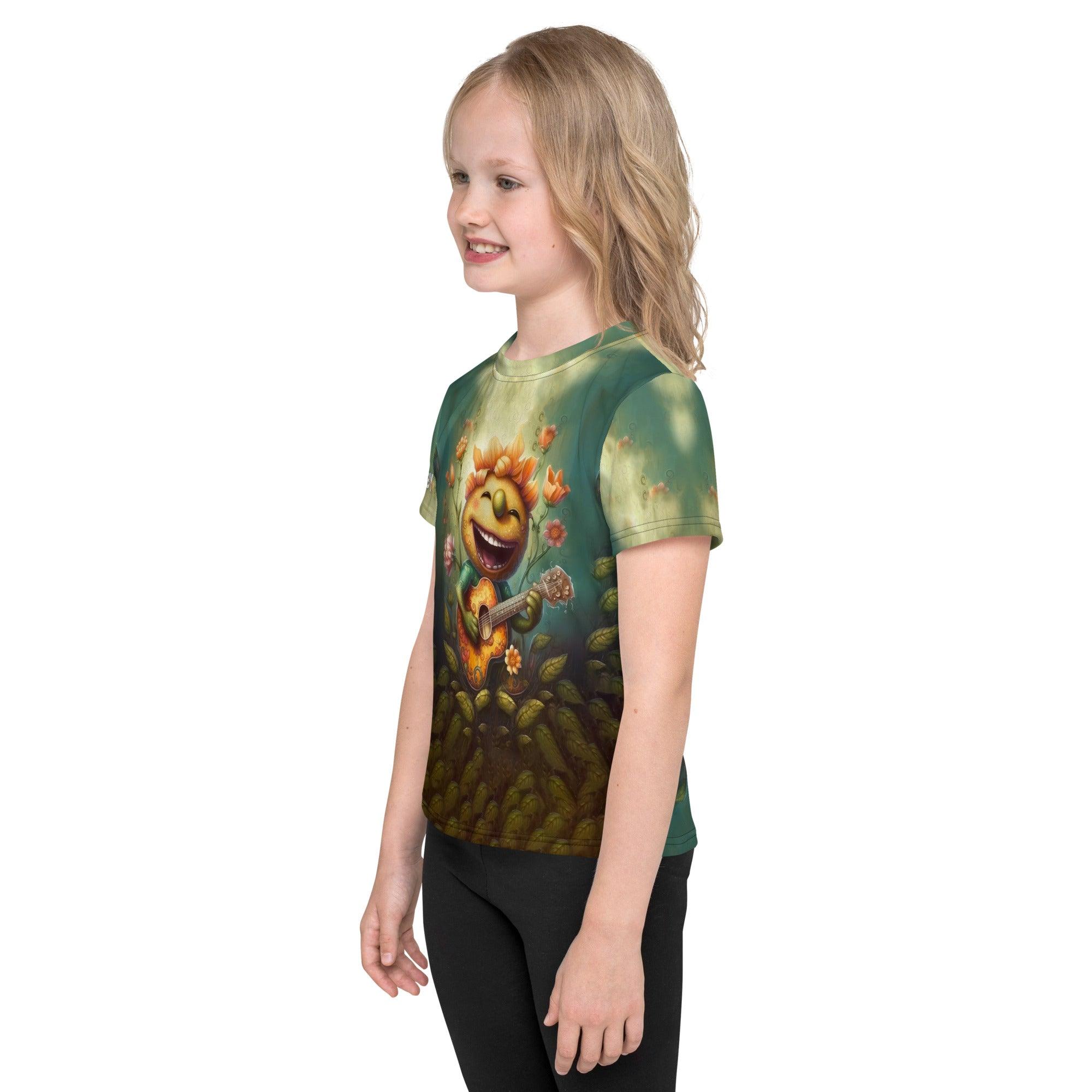 Back view of child wearing CB3-109 crew neck t-shirt, showcasing design.