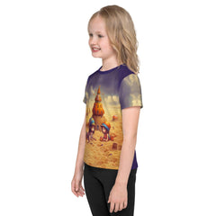 Fashionable kids crew neck t-shirt CB3-117 paired with jeans.