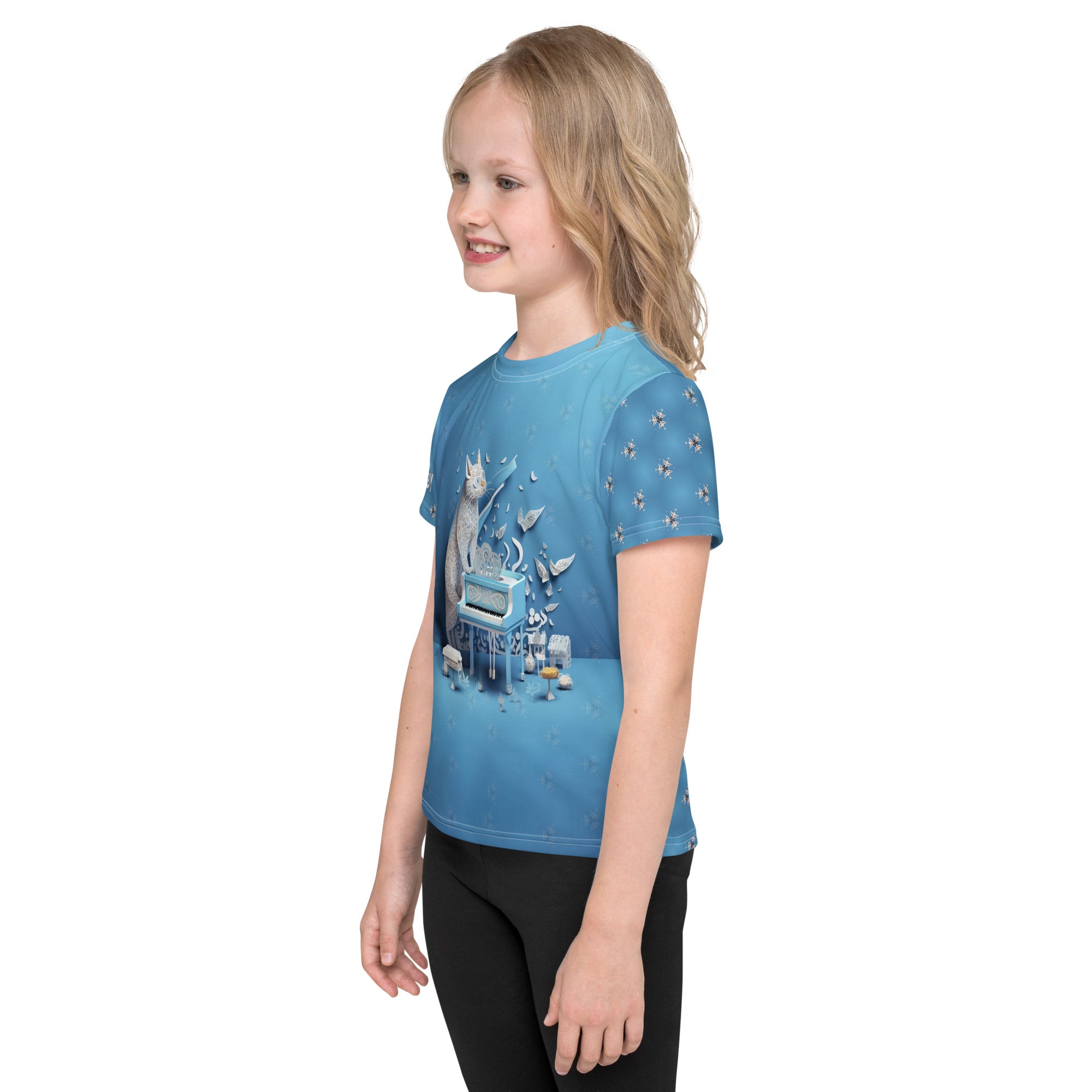 Kids t-shirt with colorful cut-out kirigami print.