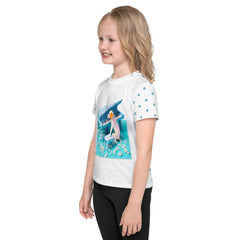 Kirigami pattern kids crew neck T-shirt.