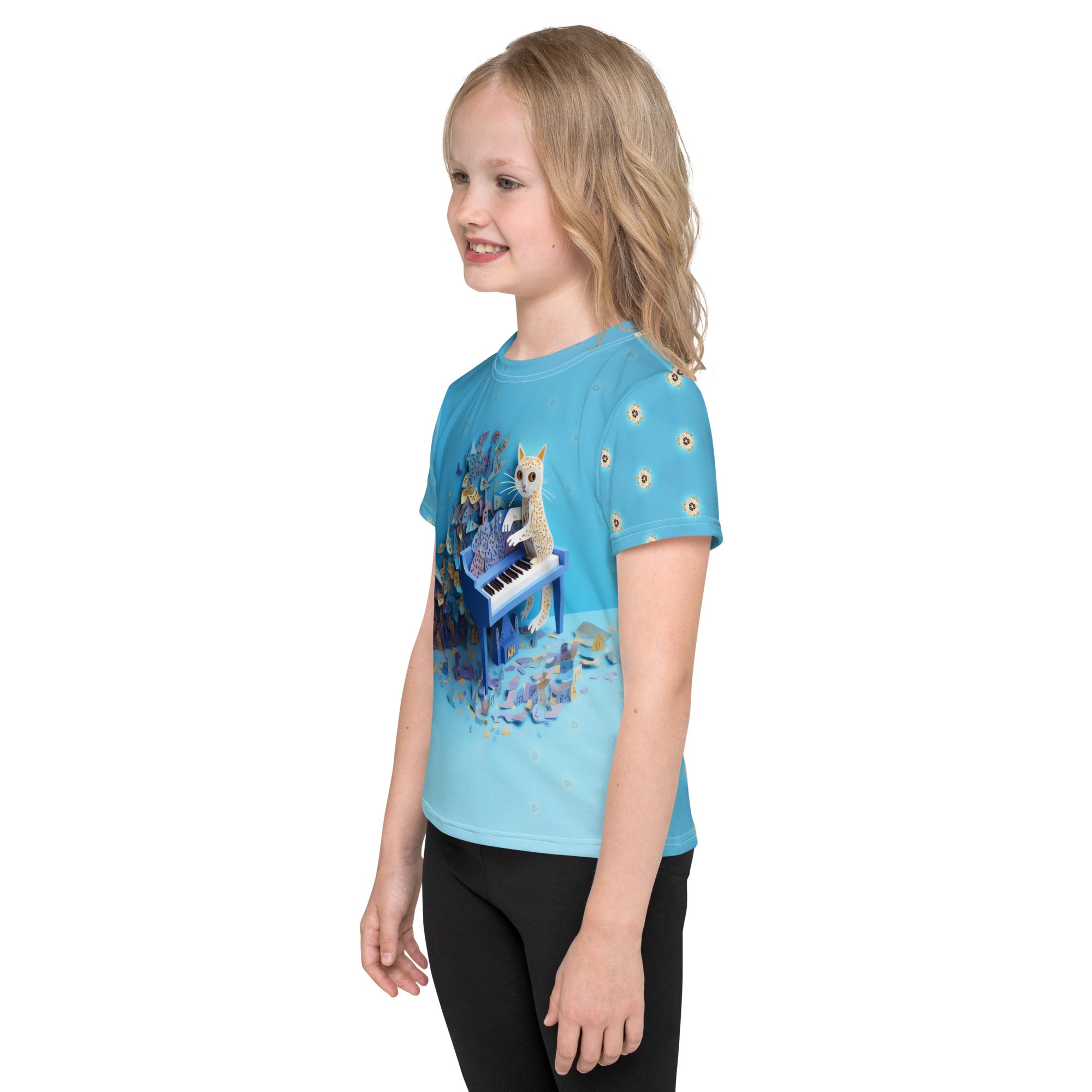 Durable kirigami kids crew neck tee