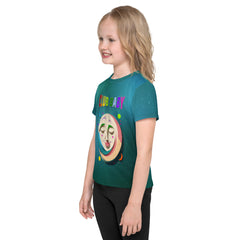 Happy child in Royal Kingdom crew neck t-shirt playing outdoors
