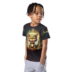 CB3-77 kids t-shirt on white background, showing front and back design.