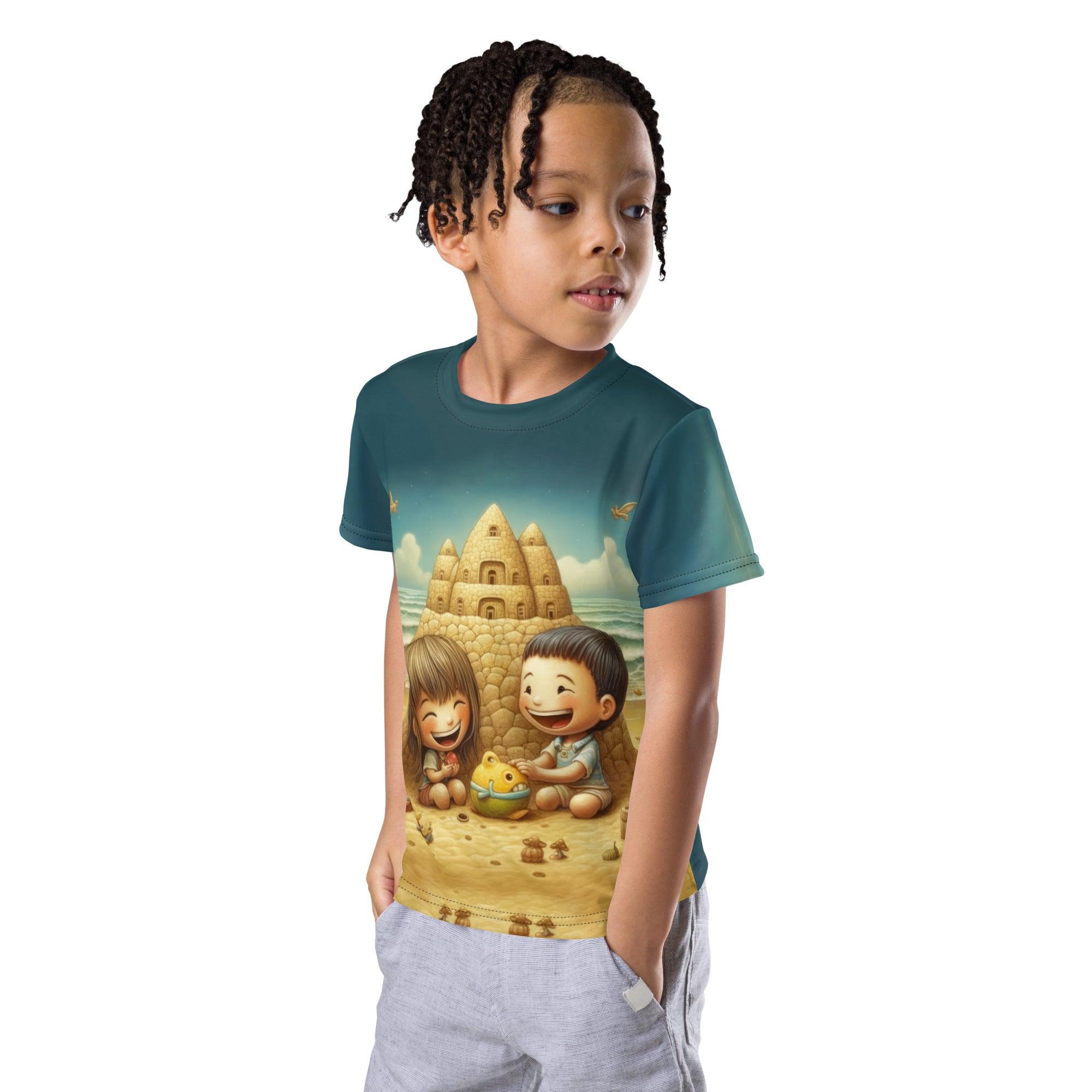 CB3-111 crew neck tee for kids styled with jeans.