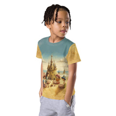 CB3-118 kids crew neck t-shirt paired with jeans for a casual look.