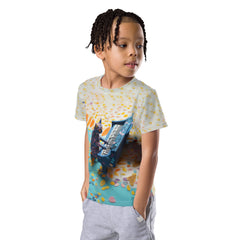 Stylish and artistic kids t-shirt with origami graphics