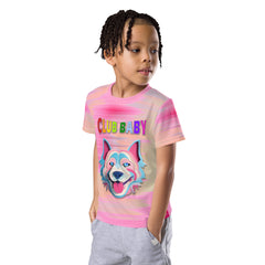 Child wearing Pixie Dust crew neck t-shirt in pastel colors