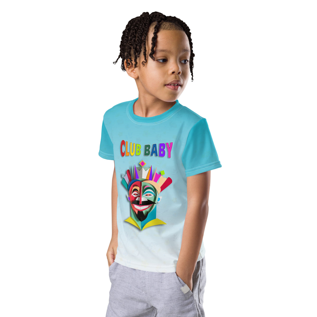 Child wearing Mermaid Lagoon Swimmer crew neck t-shirt.
