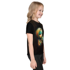 Back view of child wearing CB3-72 crew neck t-shirt