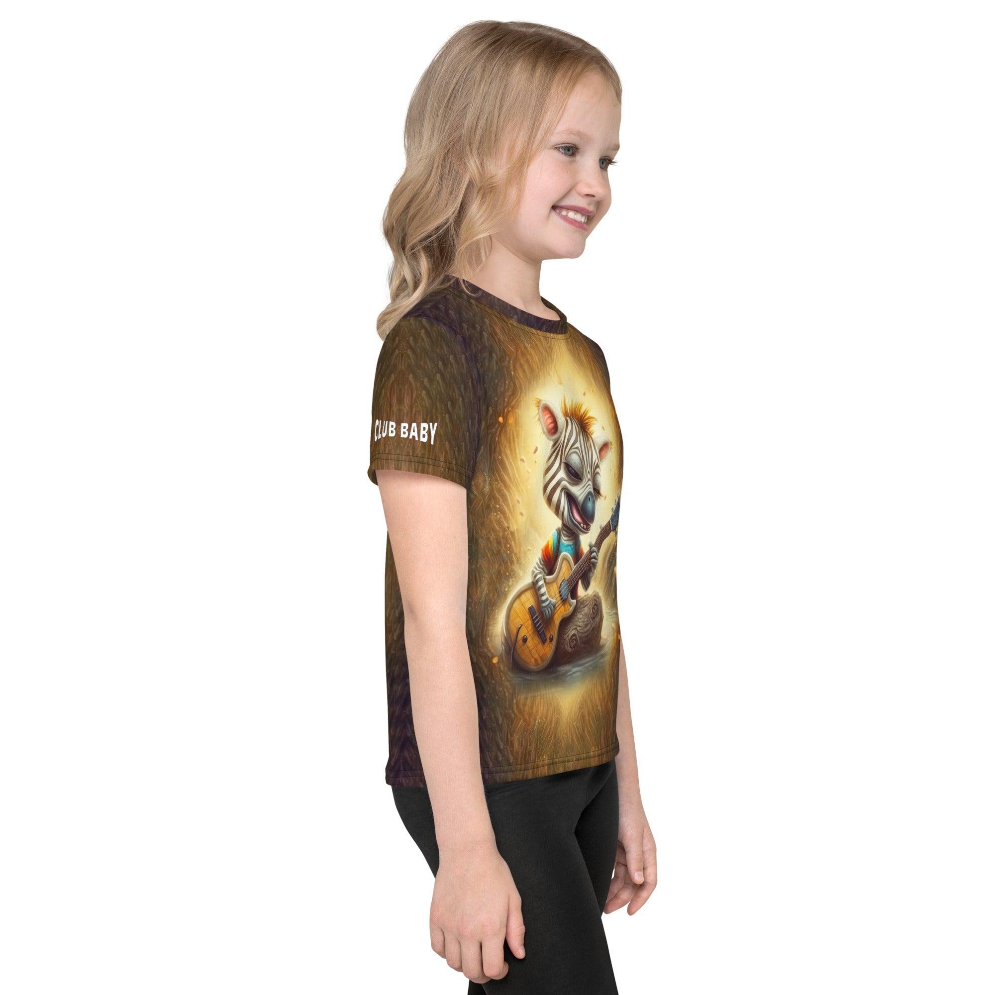 CB3-108 Kids T-Shirt paired with jeans, side view.