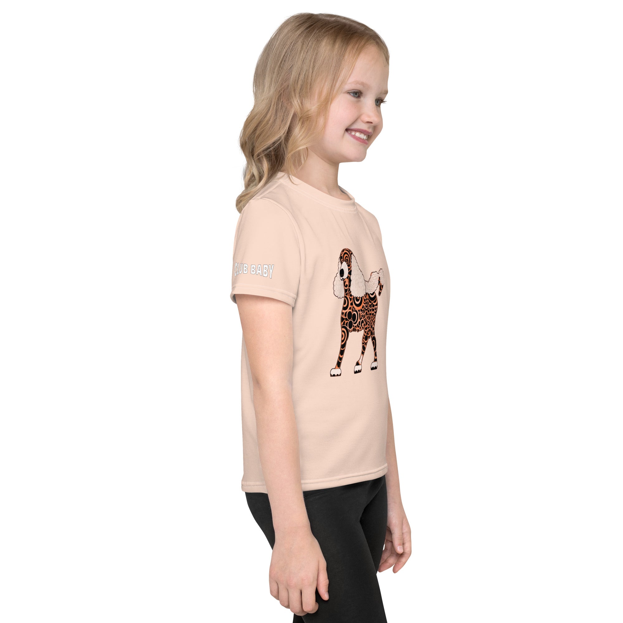 Whimsical Poodle Wonders Kids Crew Neck T-Shirt