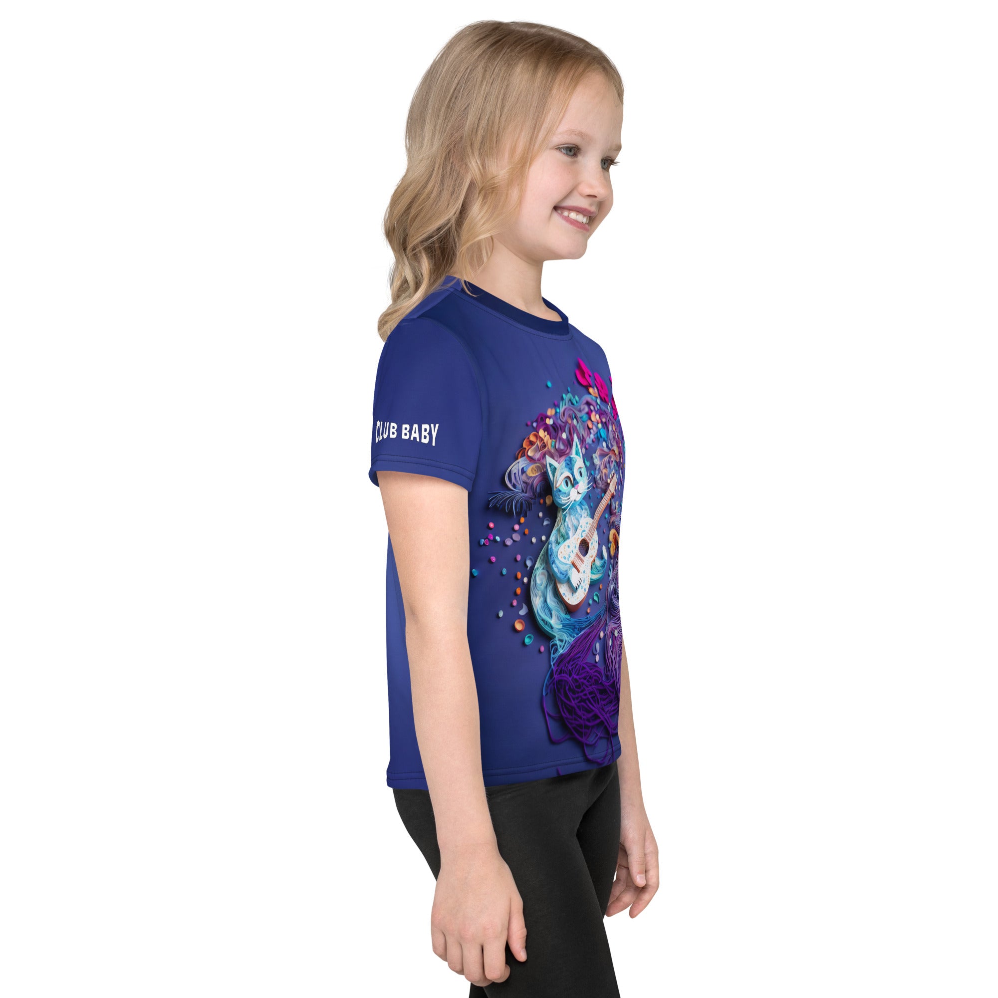 Kids' crew neck T-shirt with playful Kirigami art