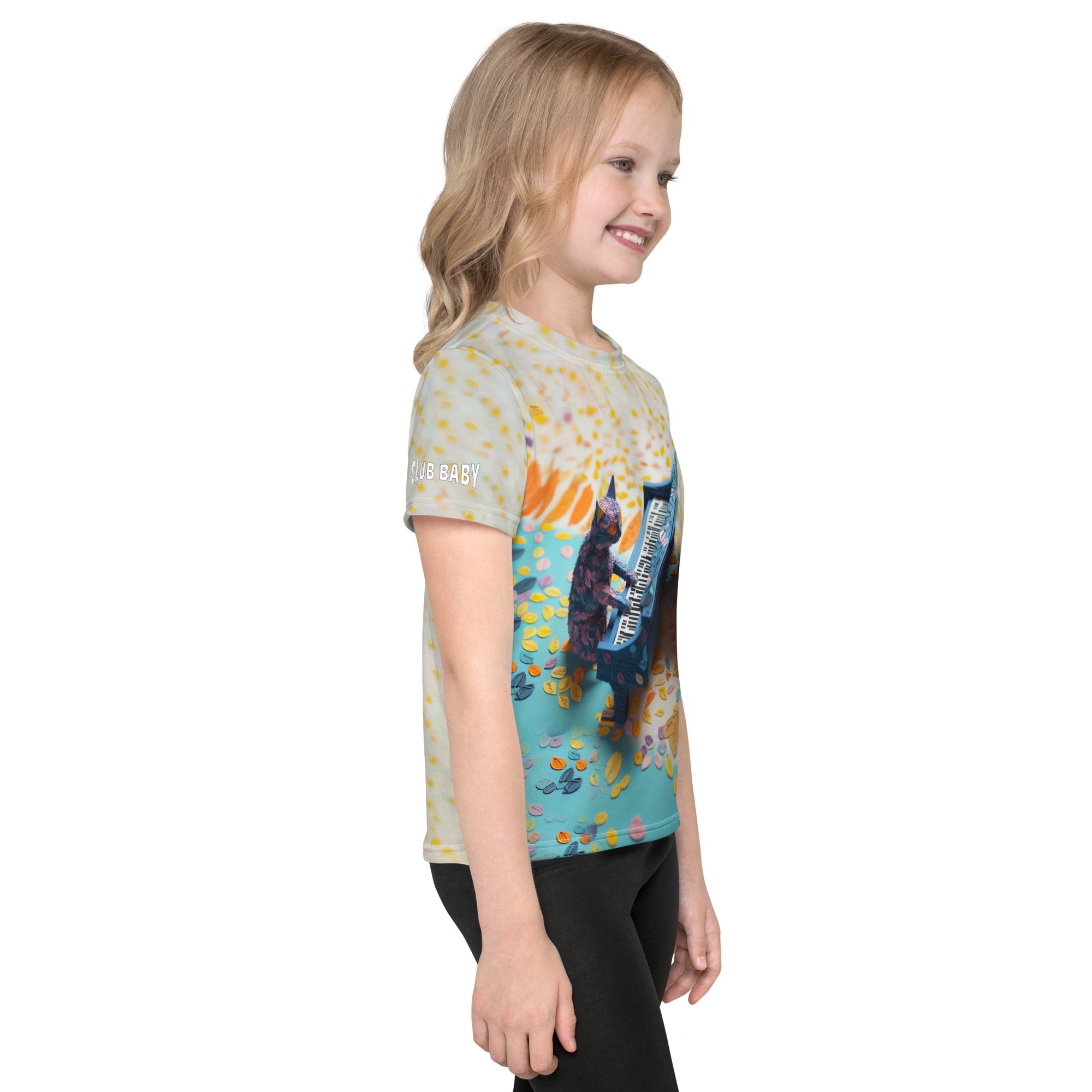 Creative origami pattern kids crew neck shirt