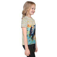 Creative origami pattern kids crew neck shirt