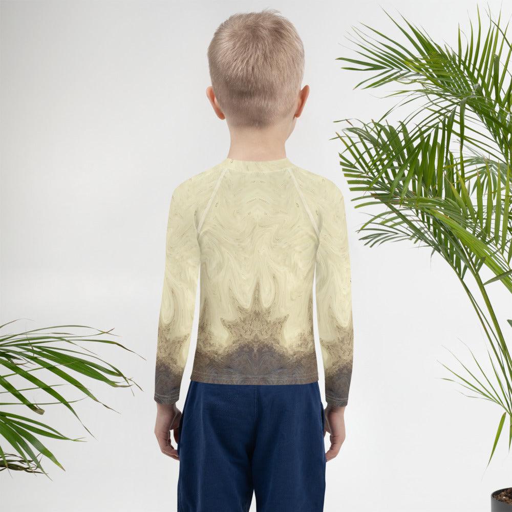Child Wearing CB3-79 Rash Guard - Back View for Sun Safety